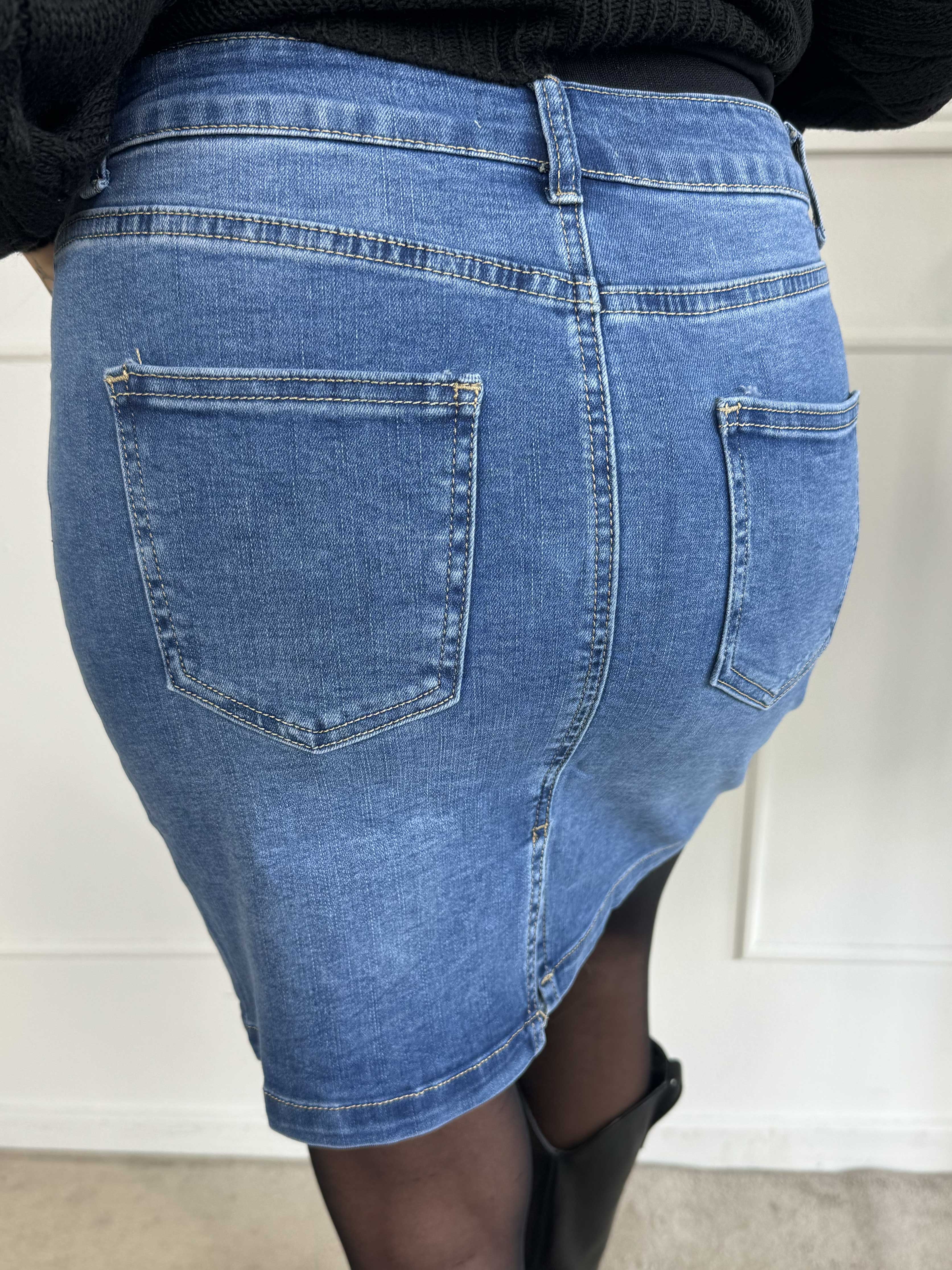 Felina - Denim nederdel pyntet med små sten